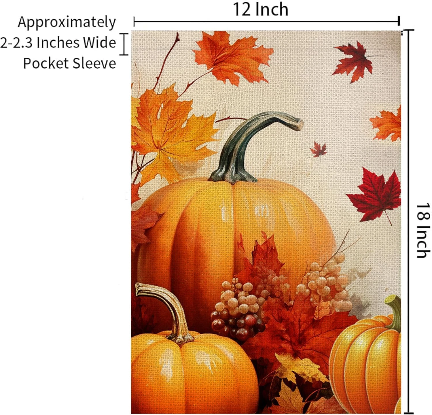 Fall Pumpkin Garden Flag  Maple Leaf Thanksgiving Rustic Double-Sided