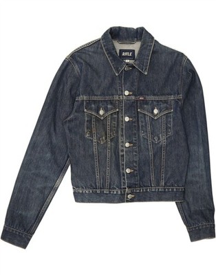 RIFLE Damen Jeansjacke UK 10 Small Blau Baumwolle DT29