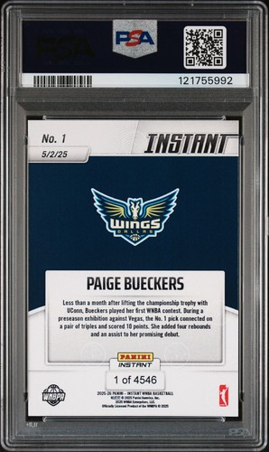 2025 Panini Instant WNBA #1 Paige Bueckers Rookie RC PSA 10 Roy Favorite Low Pop - Bild 2 von 2
