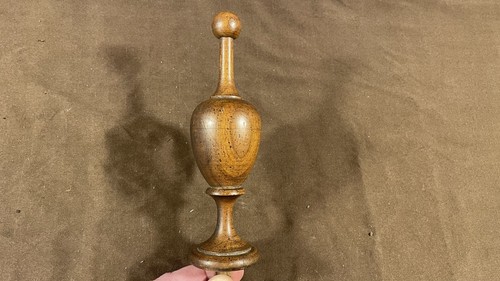Antique Turned Wood Clock Finial w/ Original Patina Furniture Cabinet Mirror