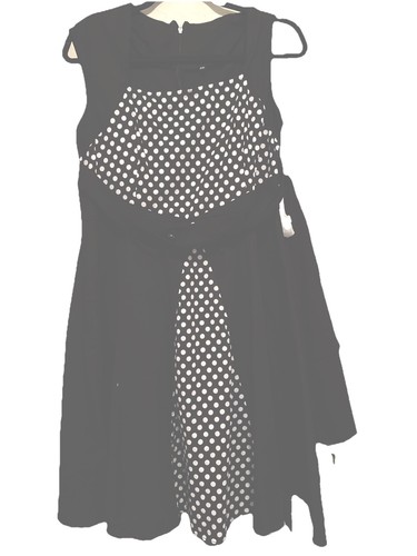 Retro Black Polkadot Dress Flare XXL  - Picture 1 of 4