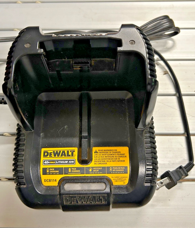 Dewalt DCB114 40v Max Li-Ion Battery Charger used with wall mounting plate