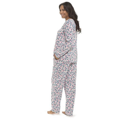 Womens Fleece Pyjamas Set Soft Touch Long Sleeve Winter Nightwear Ladies PJ - Picture 11 of 17