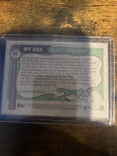 Topps Heritage 2025 #66 YellowBorder Jackson Holliday Matt Holliday Father & Son - Picture 6 of 8