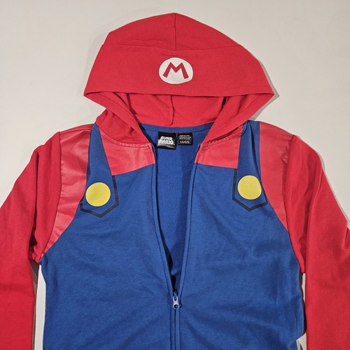 Super Mario Boys Hoodie Jacket Size Large Zip Sweatshirt Kids Costume NWT - Picture 2 of 5