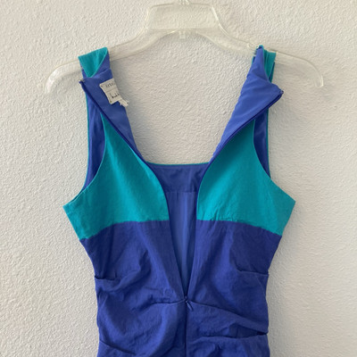 Nicole Miller Artelier Dress Sz 6 Blue Colorblock Ruched Linen Blend Art 2  Wear | eBay