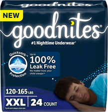 Goodnites Boys' Nighttime Underwear, Size XXL 120-165 Lbs , 24 Ct 2 Packs of 1