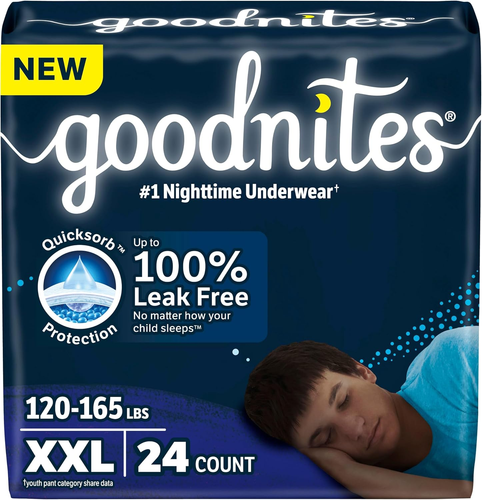 Goodnites Jungen Nachtunterwäsche, Größe XXL (120-165 Lbs), 24 Ct (2 Packungen à 1 - Bild 1 von 12