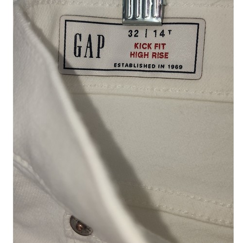 GAP Kick Fit High Rise Raw Hem Jeans Optic White 32 Tall (14T) - Picture 6 of 12