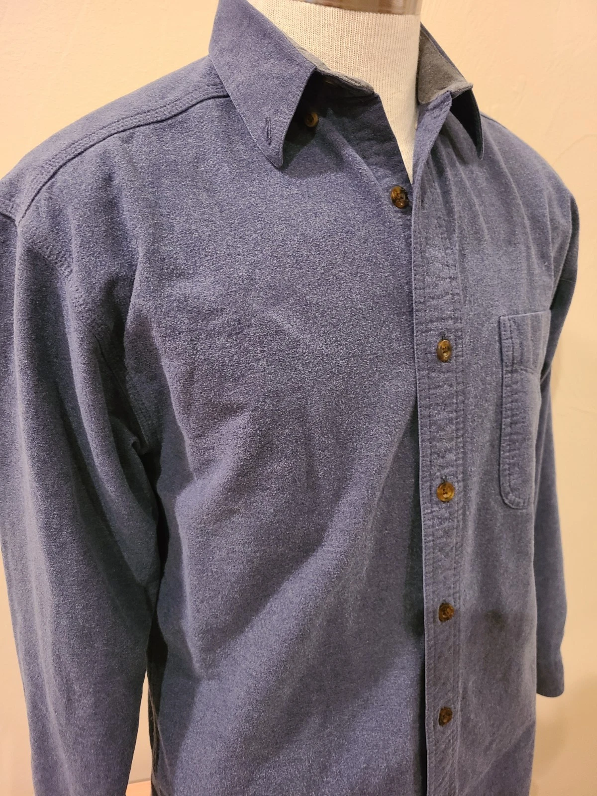 Woolrich Chamois Flannel 100% Cotton Gray-Blue Mens Size Medium Style #6433