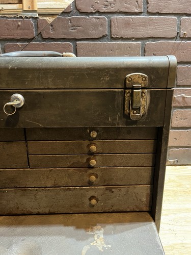 KENNEDY Vintage Metal 7 Drawer Machinist Locking Tool Box With Key - Picture 6 of 24