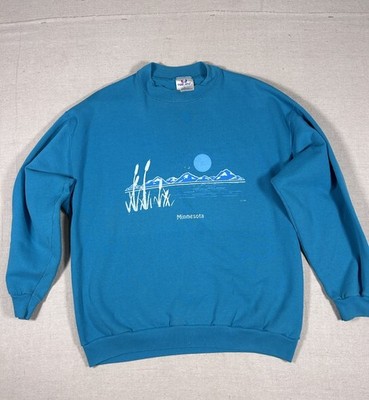 Tee Jays Teal Cotton Blend Fleece Pullover Crew Neck Minnesota Graphic Men's L