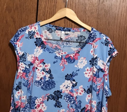 Women’s Elle Size XXL 2XL Top Shirt Blouse Sleeveless Blue Pink Flowers Casual - Picture 3 of 5