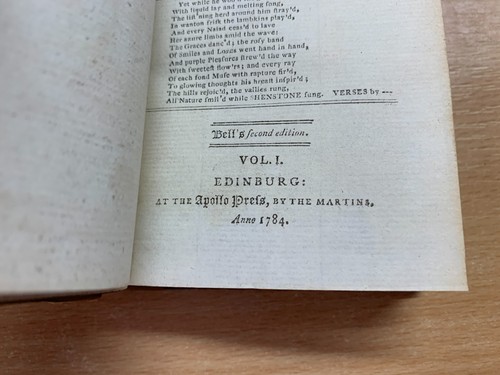 1784 The Poetical Works of William Shenstone Volume 1 Antique Poetry Book (P2) - Imagen 8 de 17