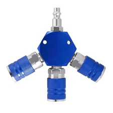 1x 3 Way Quick Connect Air Manifold Air Hose Splitter 1/4 inch  Air Tool Blue y