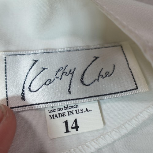 Vintage Kathy Che Shirt Womens 14 White Beaded Lace Blouse Old Money Luxury USA - Picture 5 of 12