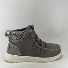 Hey Dude Eloise Boots Womens Size 5 M Grey Recycled Leather Knit Chukka Casual