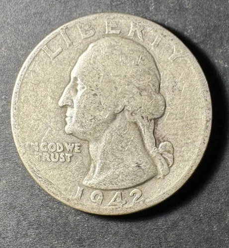 1942-P Silver Washington Quarter (Circulated) - (#3027) Very Fine Condition