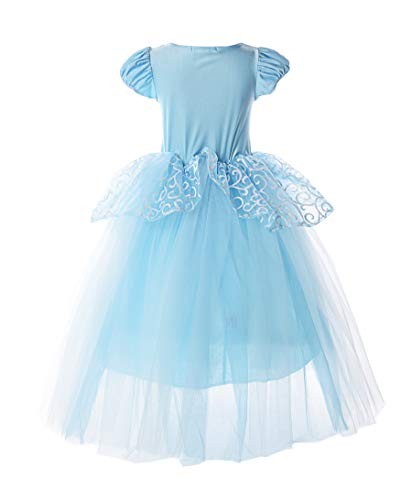 JERRIS APPAREL YOUTH GIRLS PRINCESS COSTUME PUFF SLEEVES PARTY DRESS BLUE SIZE 4 - Picture 3 of 5