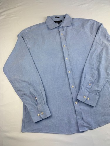 Tommy Hilfiger Chambray Hemd Herren L Slim Fit Blau Knopfleiste - Bild 6 von 12