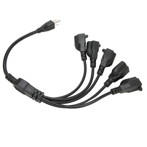 3 Prong 1 To 5 Outlet Power Cord Heavy Duty 16AWG 18AWG 5 Way Power Cord Spli FY - Afbeelding 2 van 22