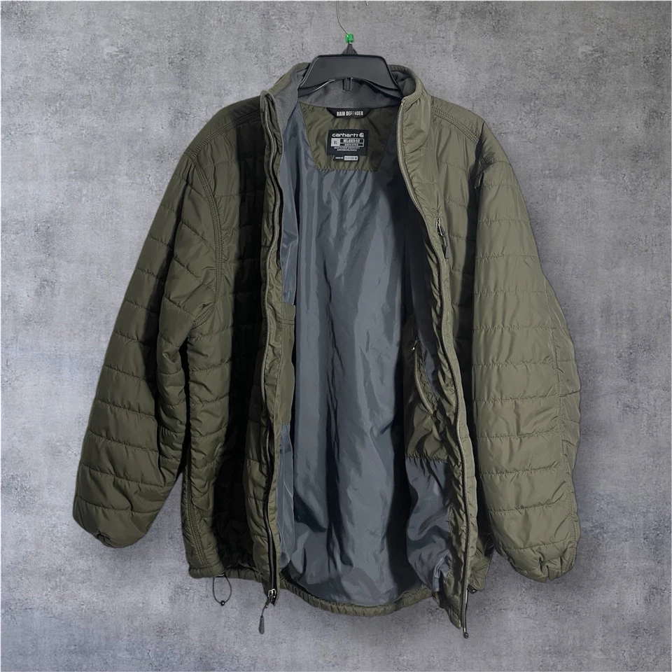 Carhartt Rain Defender Puffer Jacket Mens XL Drk Green Relaxed Fit 012208M USED - Image 2 of 4