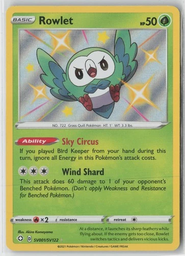 Rowlet Shiny Holo Rare Shining Fates: Shiny Vault SV001/SV122 NM