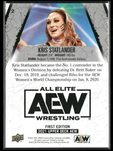 Kris Statlander 2021 Upper Deck AEW All Elite Wrestling Dynamite #2 Rookie RC - Imagen 2 de 2