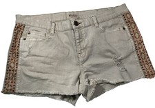 Vintage Y2K Mudd Jean Shorts Juniors 15 Mid Rise Tan Denim Cut Off Cheeky Boho