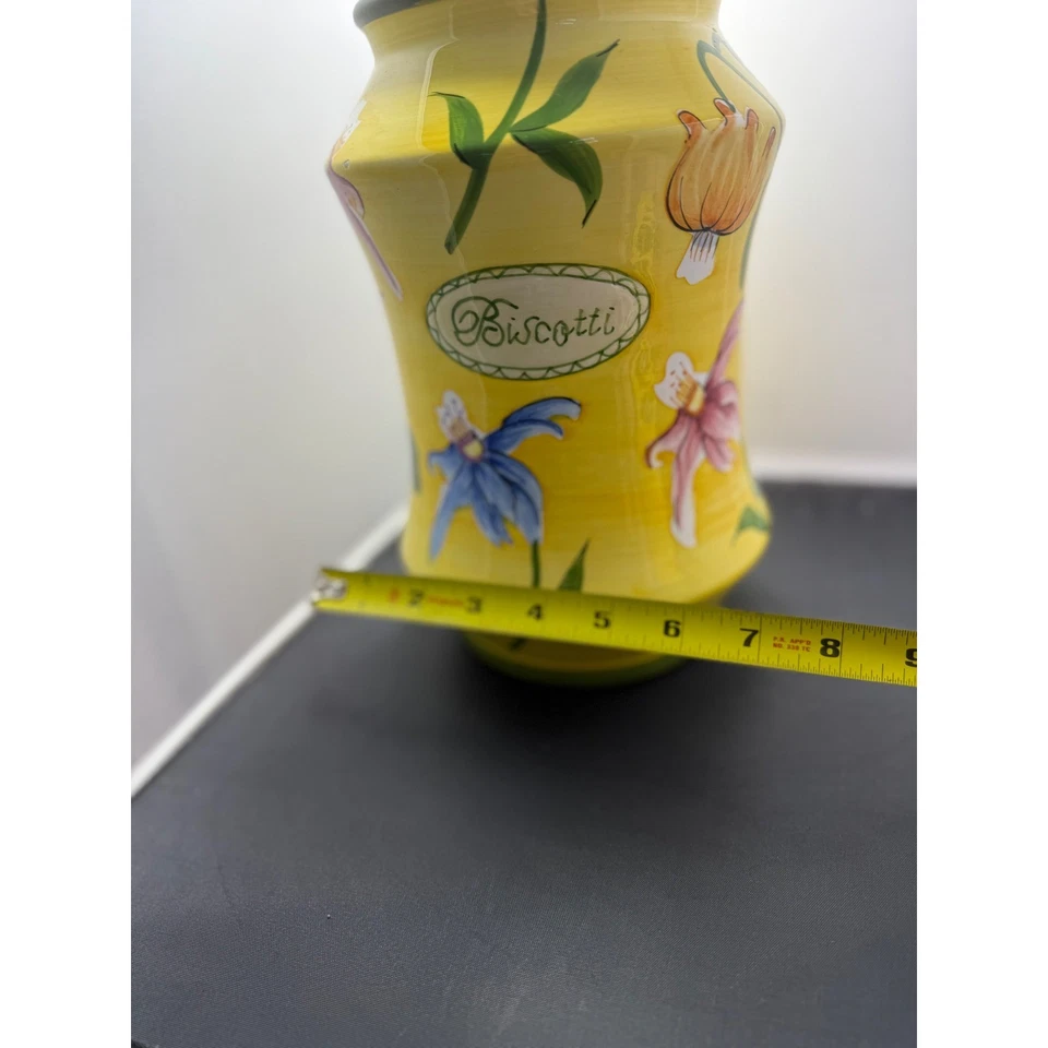 Jarrón Biscotti bote florero decorativo cerámica amarillo decoración de cocina Foto 3 de 4