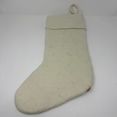 West Elm Pottery Barn Felted Christmas Stocking Gingerbread Boy Wool Cream NWT - Picture 3 of 5