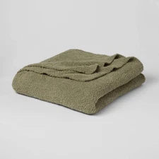 Threshold Reversible Chenille Throw Blanket Oversized 108x92, Green, King
