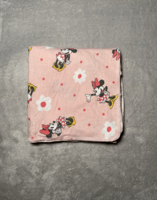 Disney Baby Minnie Mouse Flannel Receiving Blanket Pink White Flowers Soft Lovey