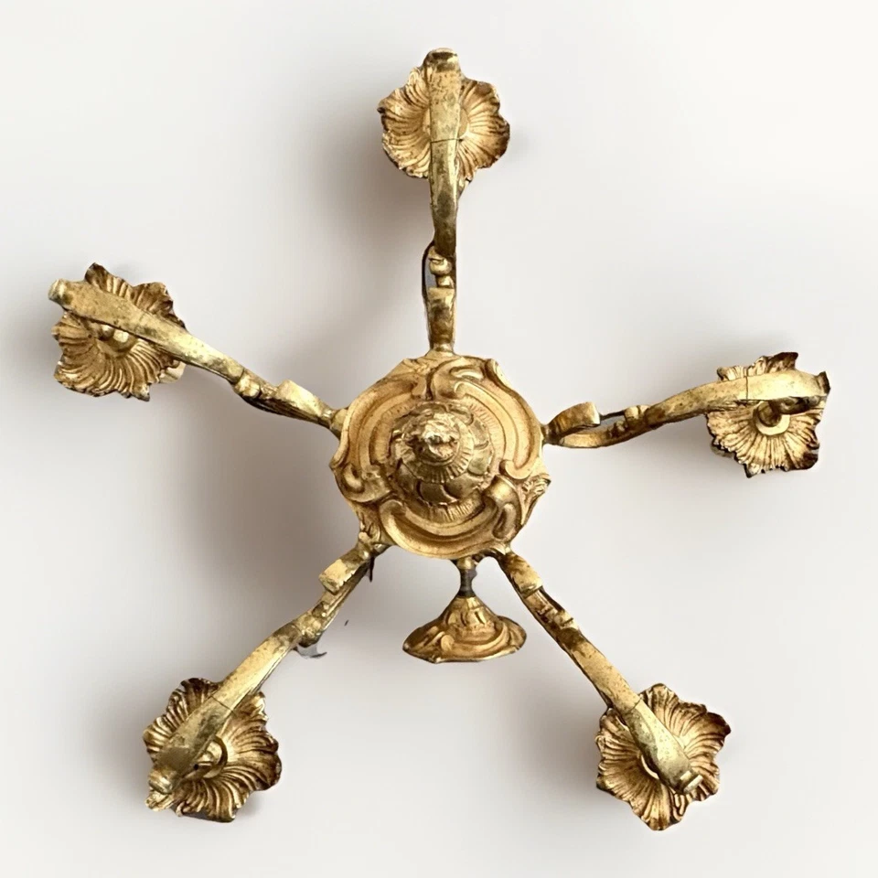 Louis XV Bronze Chandelier Ceiling Fixture 5 Light Bulbs.9lb. Victorian. French. - Image 2 of 4