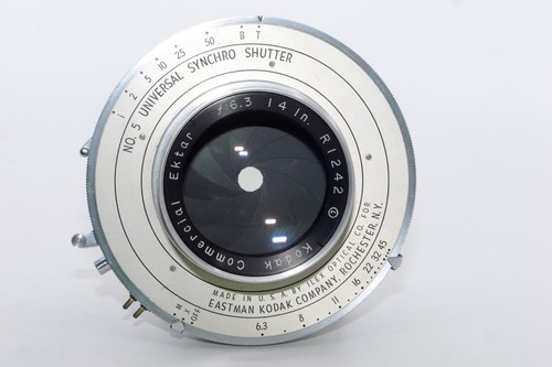 Kodak 14" f6.3 Commercial Ektar Lens. No. 5 Universal Shutter. Covers 11x14. CLA - Picture 13 of 18
