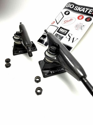 Tensor Skateboard Trucks Black Set with Nuts and Stickers