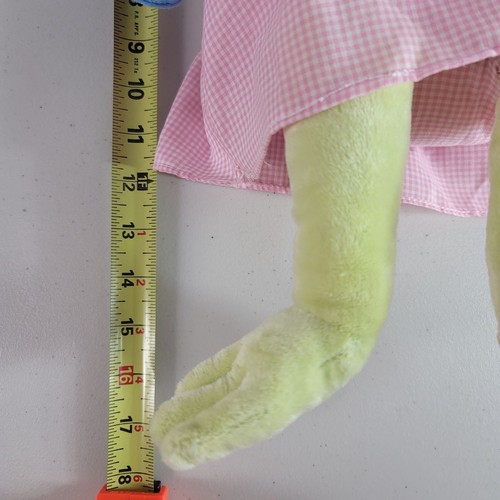 Kelly B Rightsell Hattie Frog Plush Doll Green 18" Gingham Dress Bows Elephant - Picture 8 of 10