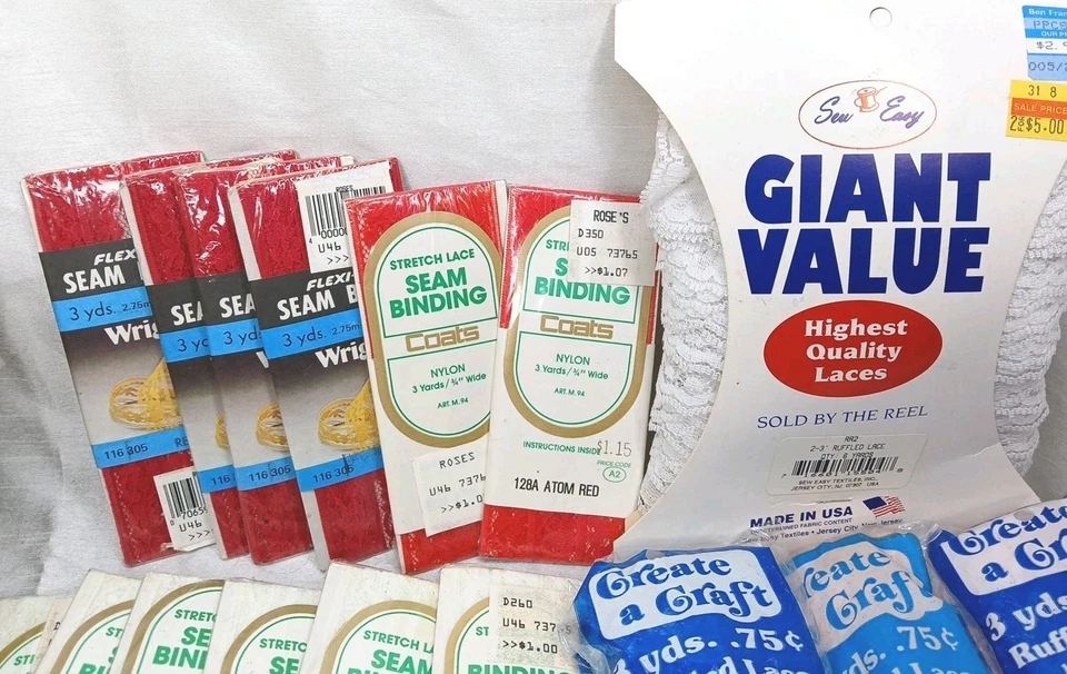 Lote de 25 Cinta Sesgada Dobladillo Encuadernación Costura Flexi-Encaje Vintage Costura Multicolor Leer Foto 3 de 4