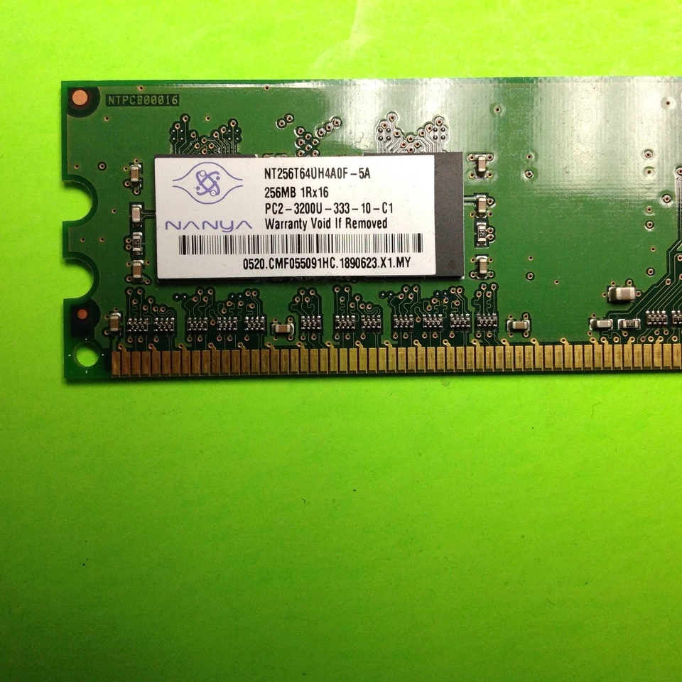Set of (2) Nanya NT256T64UH4A0F-5A 256MB DDR2-400 (PC2-3200) PC2-3200U RAM (512M - Image 2 of 4