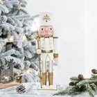 4x3.1x14.1" Table Standing Nutcraker White+Gold Soldier Christmas Decor