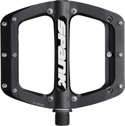 Spank Spoon 90 Platform Pedals 9/16" Concave Alloy Body Replaceable Pins Black - Picture 2 of 3