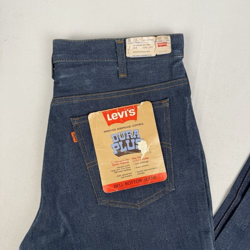 Levis Flared Bell Bottom Jeans 1646-0917 Orange Tab Indigo Blue Vintage 1970s - Picture 3 of 19