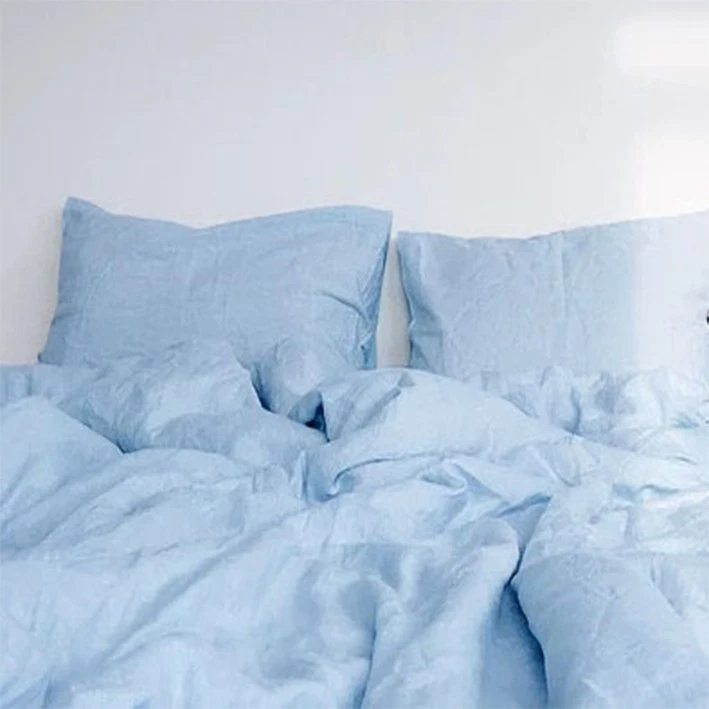Juego de funda nórdica (Doona) 100 % lino lino francés, juego de funda de edredón, azul claro Foto 3 de 4