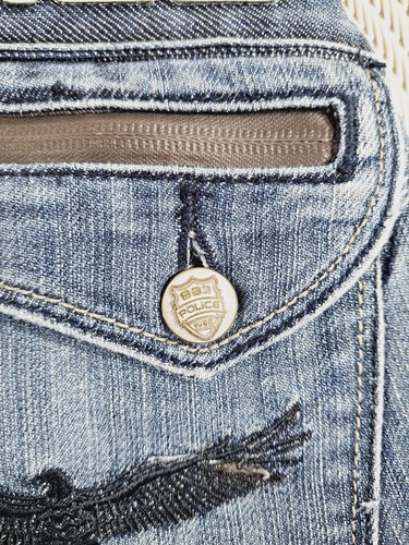 Police 883 Mens Duss Jeans W34 L27 Vintage Blue Cotton Blend Logos Button Fly - Picture 8 of 24