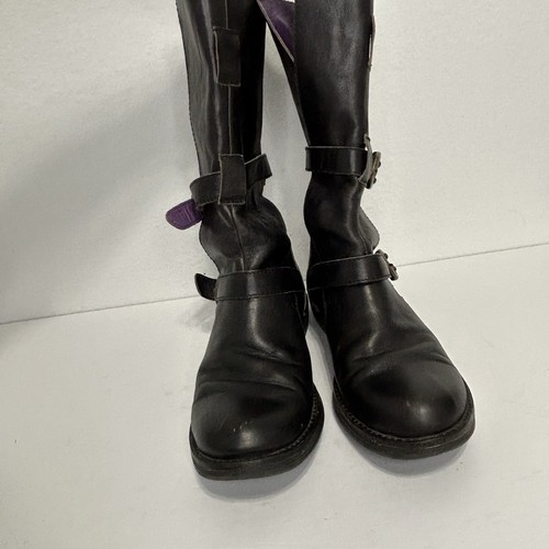 Botas Free People Faryl Robin Cuero Negro Moto Tirantes Hebilla Talla 7.5 - Imagen 4 de 10