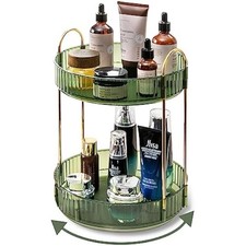 360 Rotating Makeup Organizer for Vanity,2 Tier Large Capacity Skincar