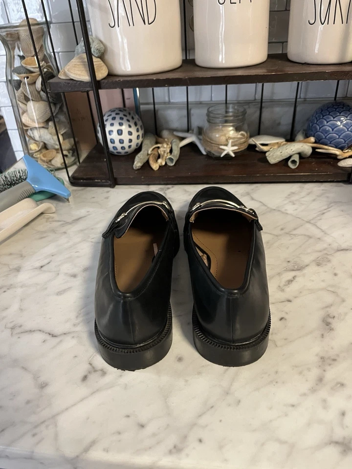 H&M- black low-heel loafers w gold buckle/horse bit women's size 9 ~ new - Image 4 of 4