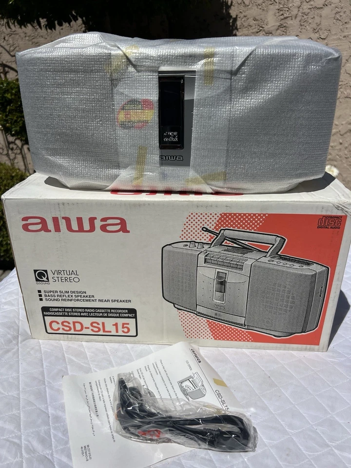 Vintage Nos Old Stock Aiwa AM/FM Radio Cassette CD Boombox CSD-SL15U Gray W/box! - Image 4 of 4