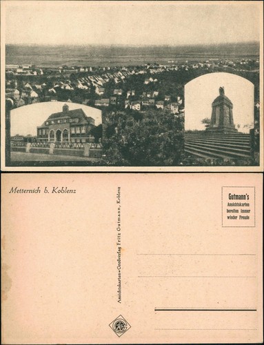 Ansichtskarte Metternich-Koblenz 3 Bild: Stadt, Denkmal, Gebäude 1928