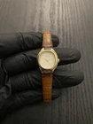 Vintage Timex Cavatina Women’s Gold Case Brown Leather Strap Watch